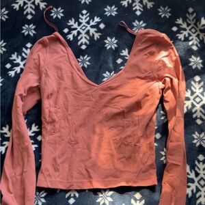 lululemon athletica Peach Long Sleeve Crop Top